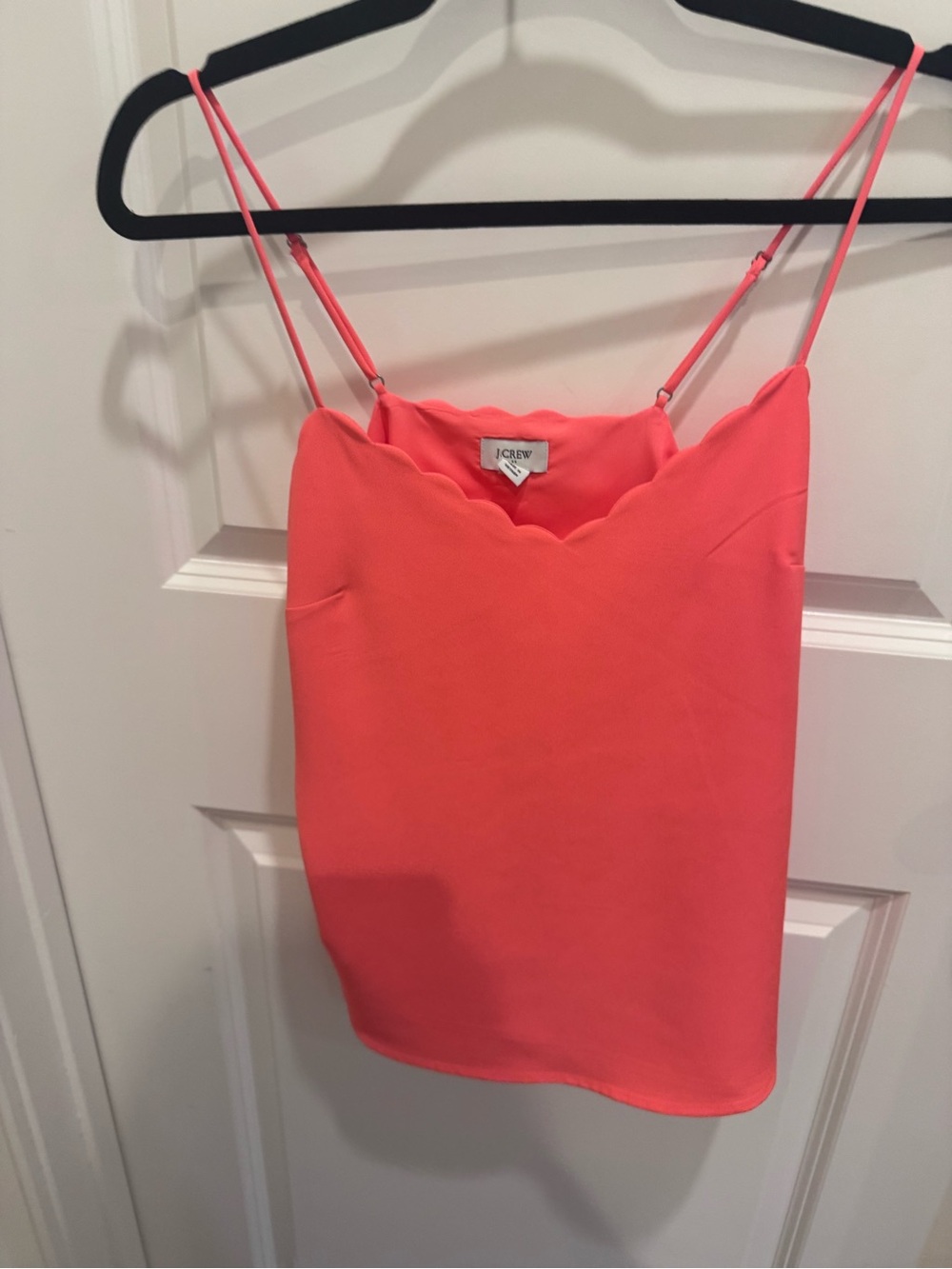 J. Crew Coral Pink Scalloped-Neck Spaghetti Strap Cami